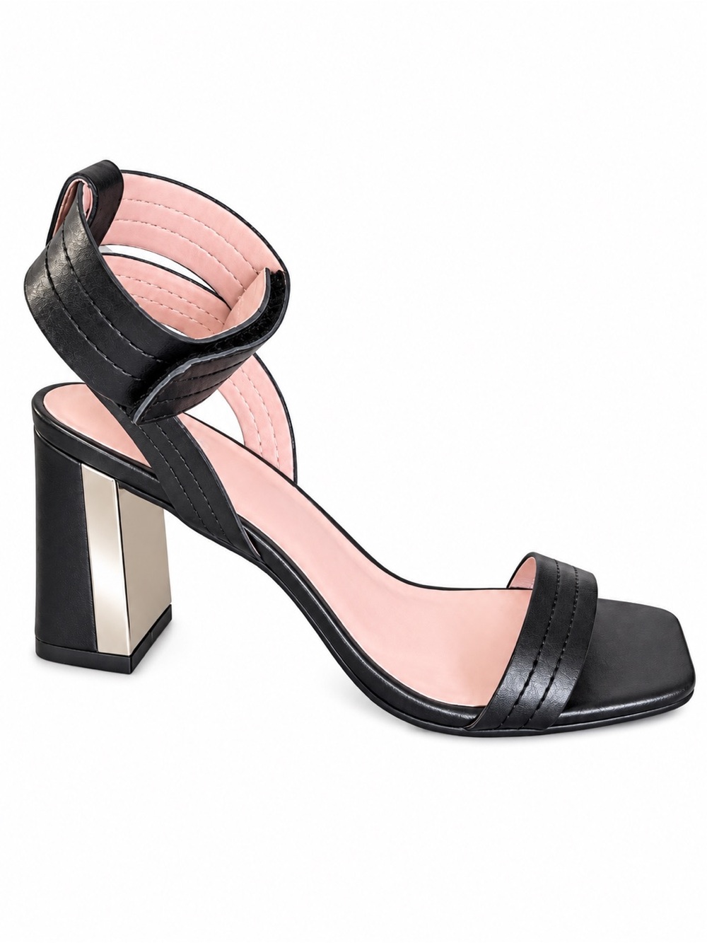 LINEA Paolo Eden-L Sandals Womens 6 M Black Leather Block Heel Ankle Strap $129
